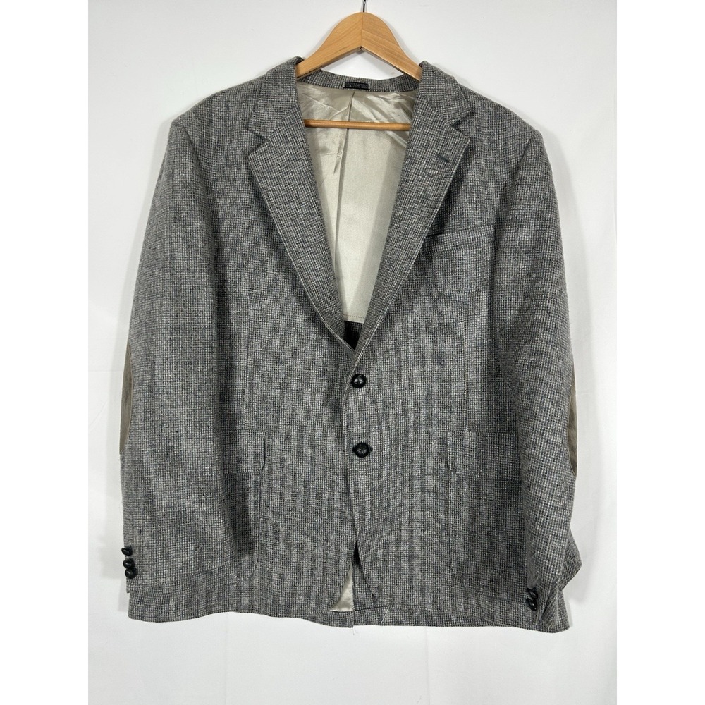 Vintage‎ USA Mens  Tweed Twill Sport Coat Blazer Preppy Teacher Elbow Patch